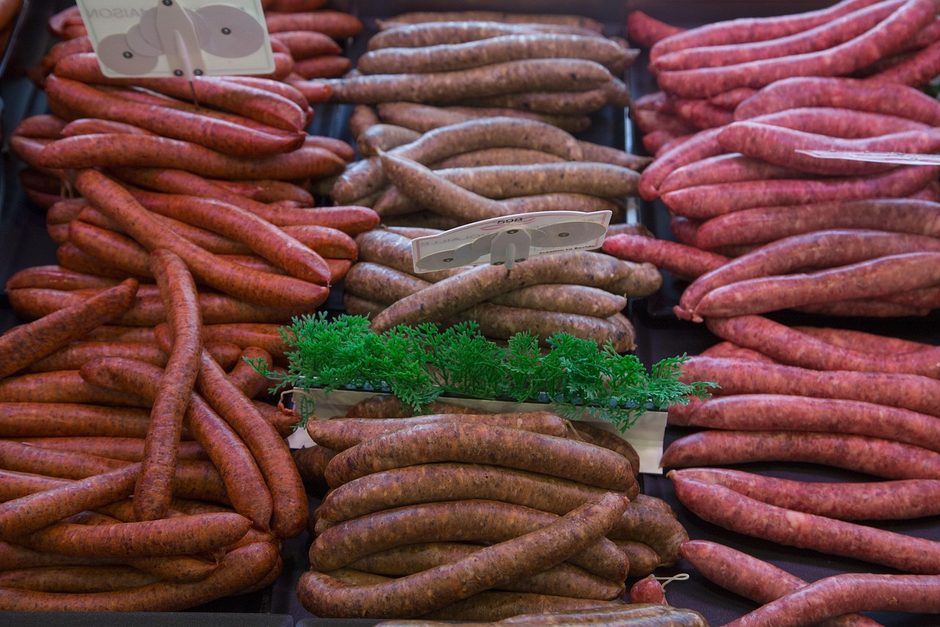 Fresh meat counter display with premium beef cuts