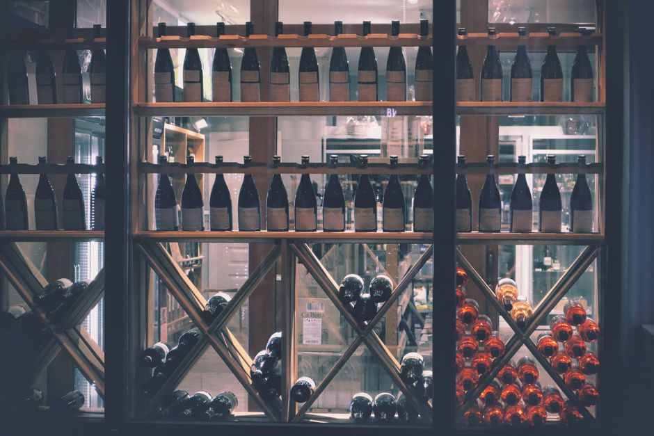Premium wine bottles and selection display